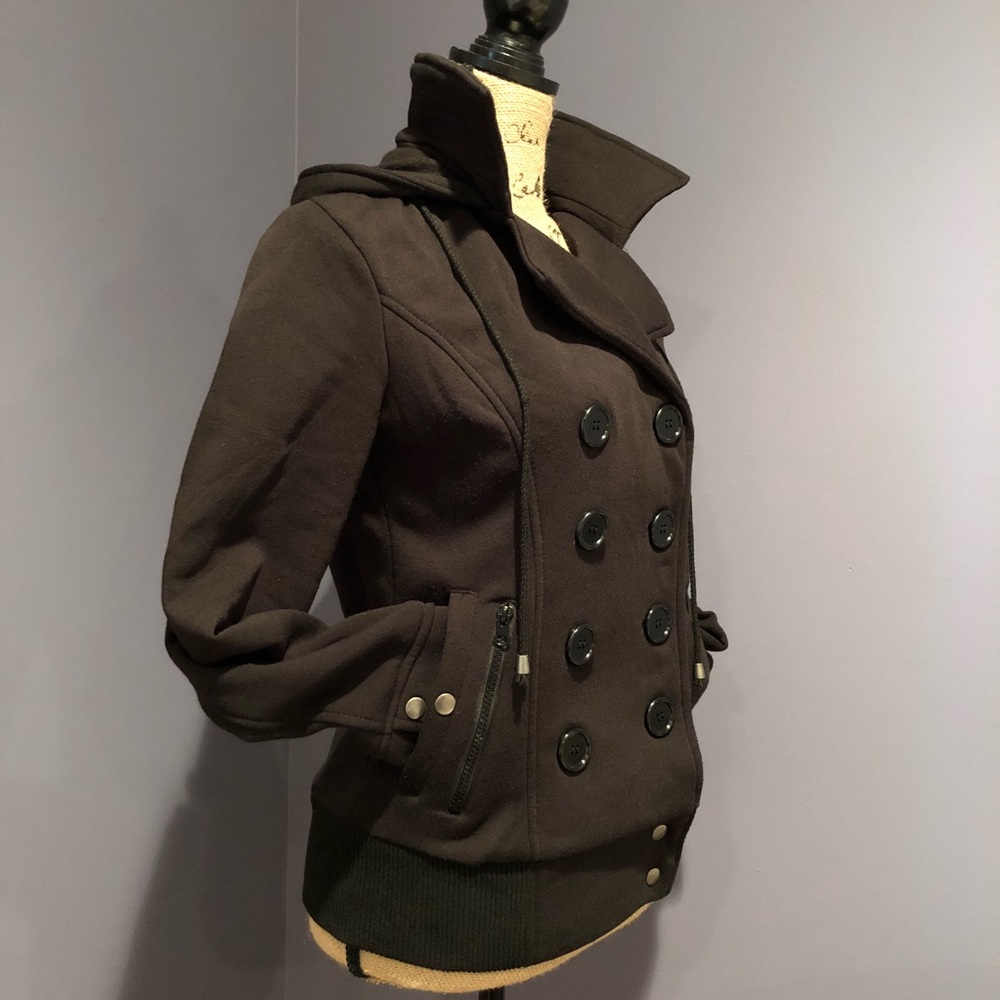 Ambiance Black Hooded Mariner Peacoat Sweater FREE SHIPPING